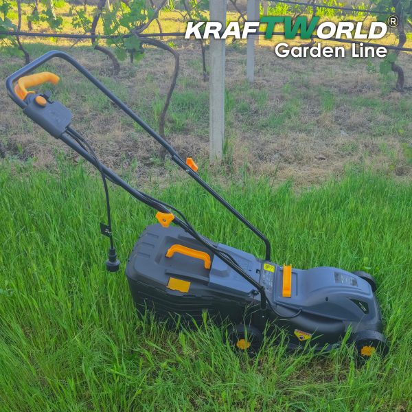 Електрическа косачка KraftWorld 1800W с кош 25L и регулиране на височината
