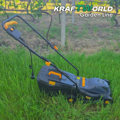 Електрическа косачка KraftWorld 1800W с кош 25L и регулиране на височината