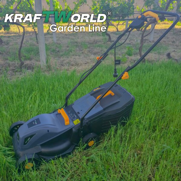 Електрическа косачка KraftWorld 1800W с кош 25L и регулиране на височината