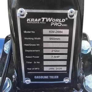 Бензинова мотофреза KraftWorld PRO Series 7.5HP 212cc, 2+1 скорости, 950мм