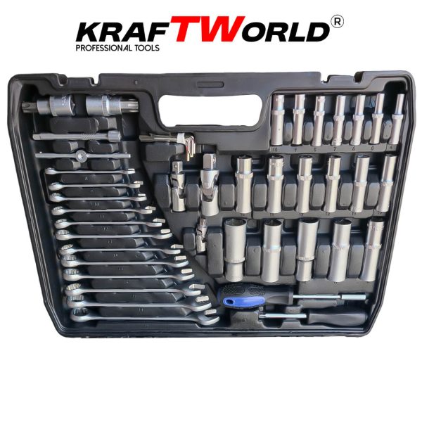 Професионално гедоре 216 части KraftWorld PRO Series – с ключове 8-19мм и тесчотки 1/2, 3/8, 1/4