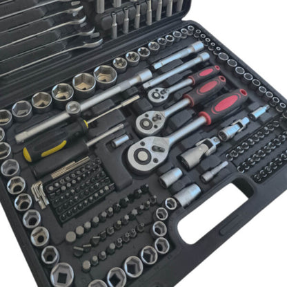 Гедоре KraftWorld 216 части 1/4″ 3/8″ 1/2″ CR-V – пълен комплект за професионалисти