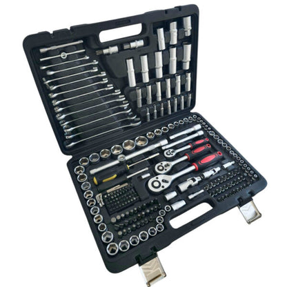 Гедоре KraftWorld 216 части 1/4″ 3/8″ 1/2″ CR-V – пълен комплект за професионалисти