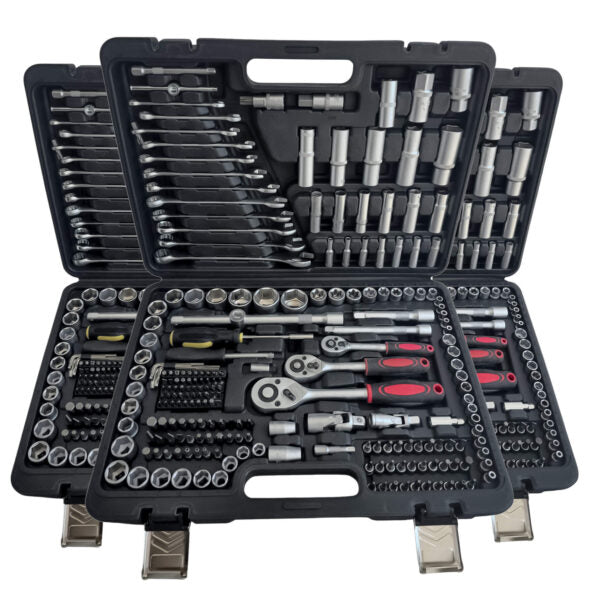 Гедоре KraftWorld 216 части 1/4″ 3/8″ 1/2″ CR-V – пълен комплект за професионалисти