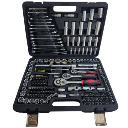 Гедоре KraftWorld 216 части 1/4″ 3/8″ 1/2″ CR-V – пълен комплект за професионалисти