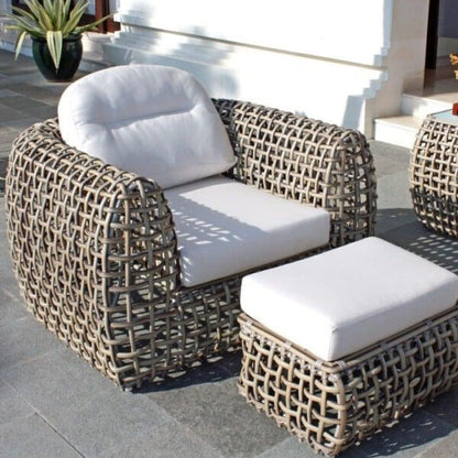 Градински комплект Casablanca: луксозен ратанов диван, 2 кресла и 2 табуретки/маса с възможност за различна подредба