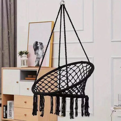 Висящо гнездо Макраме  – Градинска Въжена Люлка – Бяла, Сива и Черна