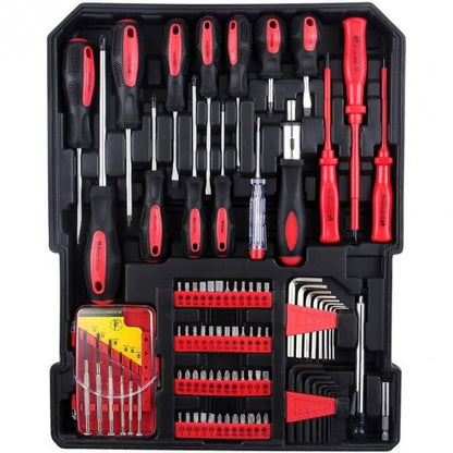 Куфар с инструменти 499 части KraftWorld – тресчотни ключове,тресчотка, клещи, отвертки