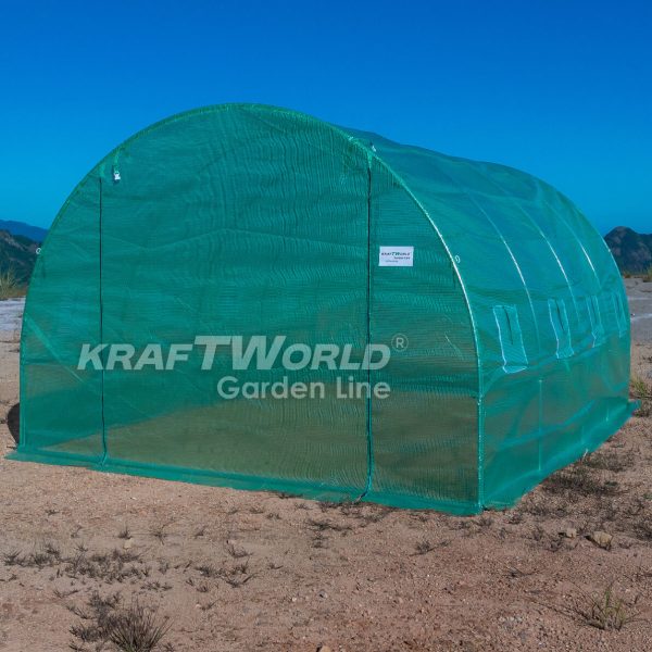 Оранжерия KraftWorld 4×2.5×2м – Парник с усилена конструкция и 8 прозореца, армирано UV покритие