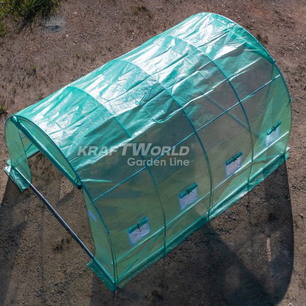 Оранжерия KraftWorld 4×2.5×2м – Парник с усилена конструкция и 8 прозореца, армирано UV покритие