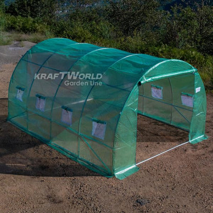 Оранжерия KraftWorld 4×2.5×2м – Парник с усилена конструкция и 8 прозореца, армирано UV покритие