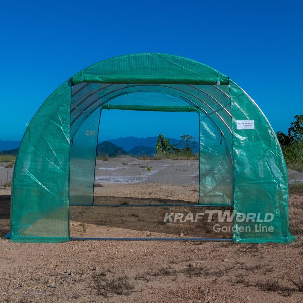 Оранжерия KraftWorld 4×3×2м – Парник с усилена конструкция и 8 прозореца, армирано UV покритие