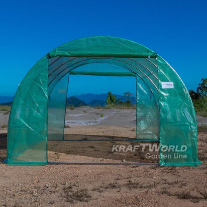 Оранжерия KraftWorld 4×3×2м – Парник с усилена конструкция и 8 прозореца, армирано UV покритие