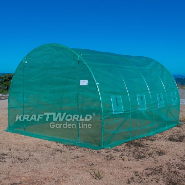 Оранжерия KraftWorld 4×2.5×2м – Парник с усилена конструкция и 8 прозореца, армирано UV покритие