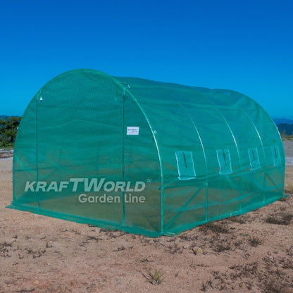 Оранжерия KraftWorld 4×2.5×2м – Парник с усилена конструкция и 8 прозореца, армирано UV покритие