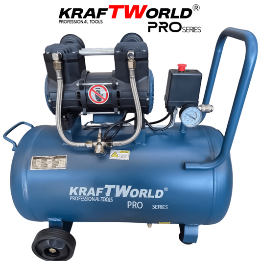 Тих Безмаслен компресор за въздух Kraftworld Pro 50L | 1100W | 0.8MPa