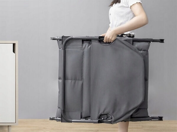 Сгъваемо походно легло с 4 крака и мек матрак, антрацит сиво