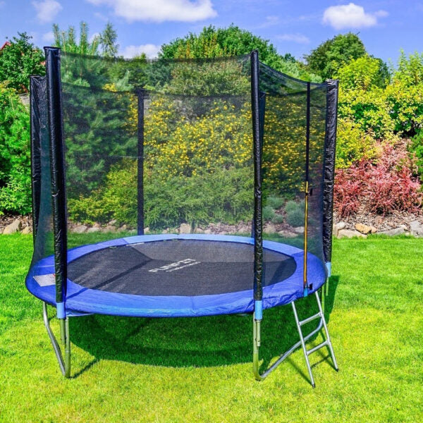 Детски батут с мрежа 244см с ПОДАРЪΚ LED Лампички – Подсилена конструкция и UV защита