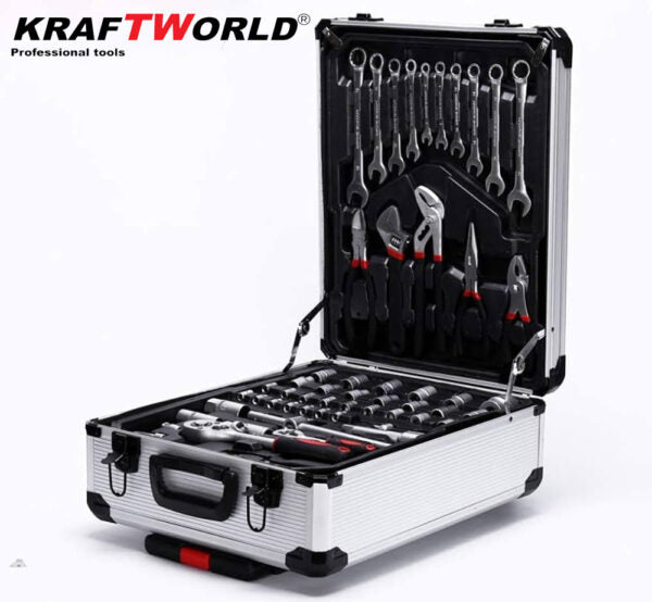 Куфар с инструменти 1200 части KraftWorld -ключове,тресчотка, клещи, отвертки