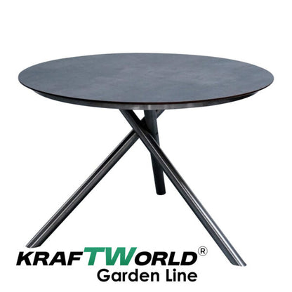 Градински комплект Хага: 4 алуминиеви стола с възглавници + маса Ø90 см