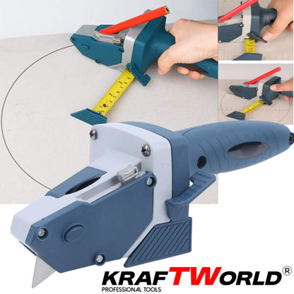 Инструмент за Рязане на Гипскартон и Дървен Материал KraftWorld с ролетка и молив