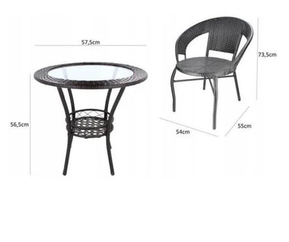 Градински Ратанов Комплект Teresa – Маса и Два Стола – Идеален за Отдих на Открито!
