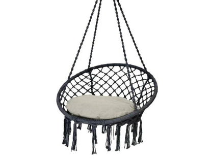 Висящо гнездо Макраме  – Градинска Въжена Люлка – Бяла, Сива и Черна