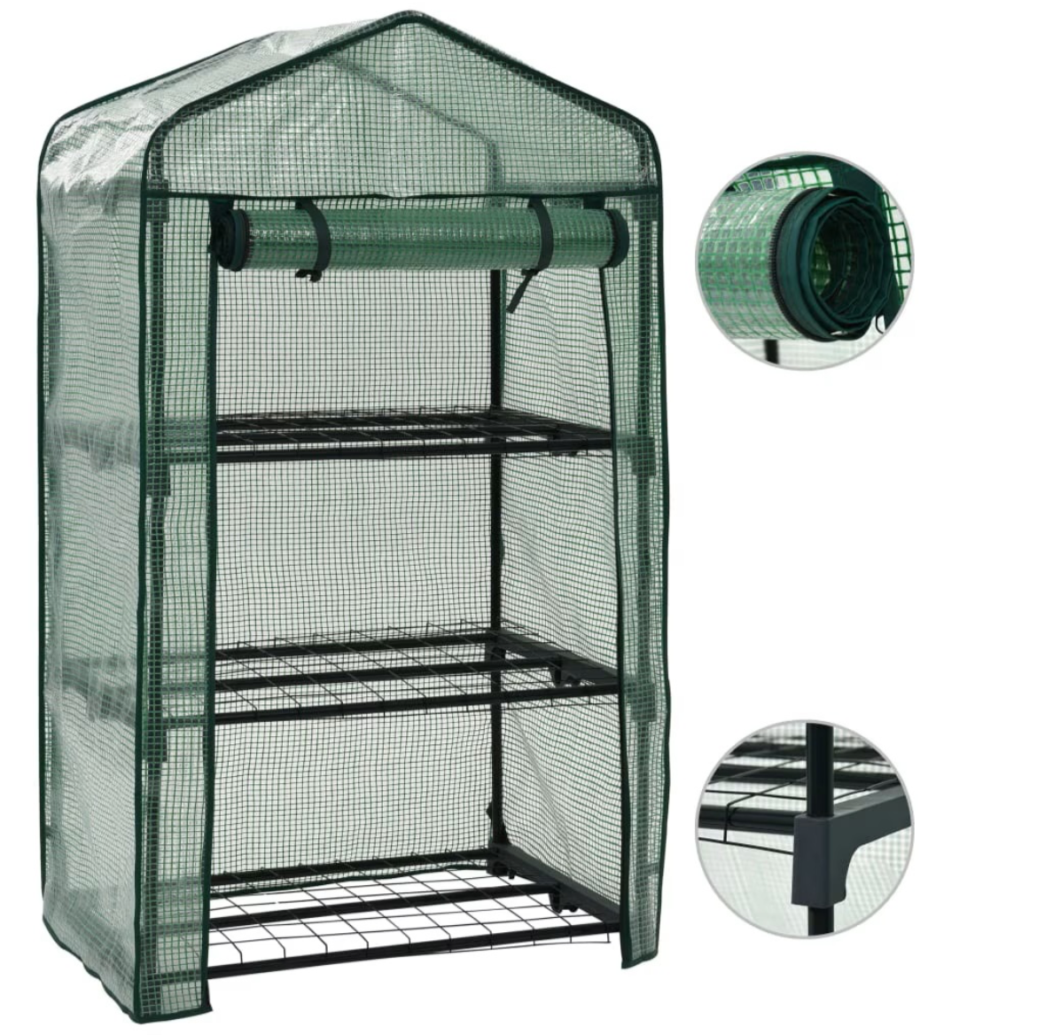 Мини парник-оранжерия с 3 рафта – 89×50×164 см, стоманена рамка