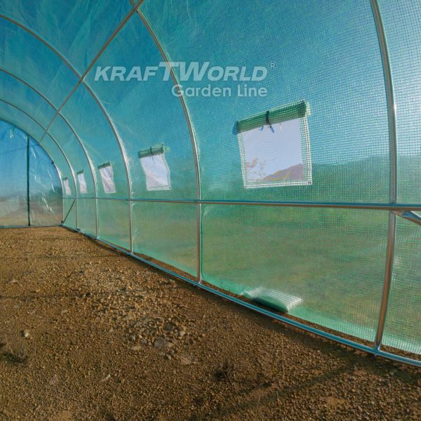 Премиум парник / тунелна оранжерия KraftWorld 6×3×2м – подсилена конструкция,армирано покритие