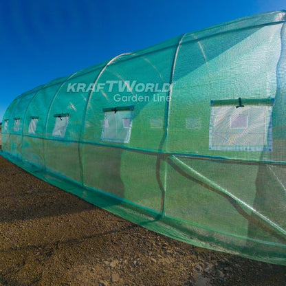 Премиум тунелна оранжерия/парник KraftWorld 8×3×2м – 16 прозореца, стоманена конструкция,армирано покритие