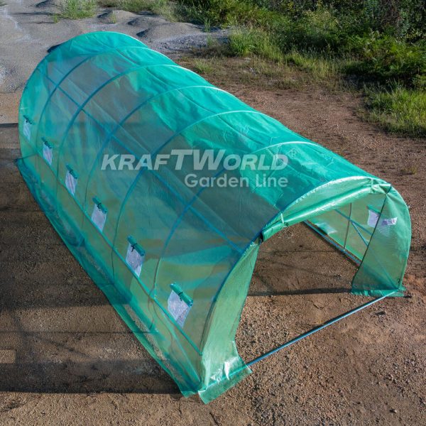 Премиум парник / тунелна оранжерия KraftWorld 6×3×2м – подсилена конструкция,армирано покритие