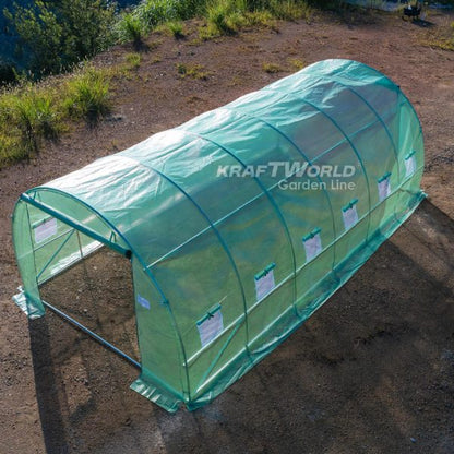 Премиум парник / тунелна оранжерия KraftWorld 6×3×2м – подсилена конструкция,армирано покритие