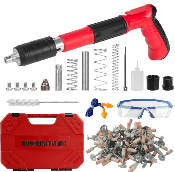 Ръчен пистолет за забиване на пирони с комплект аксесоари и подарък пирони