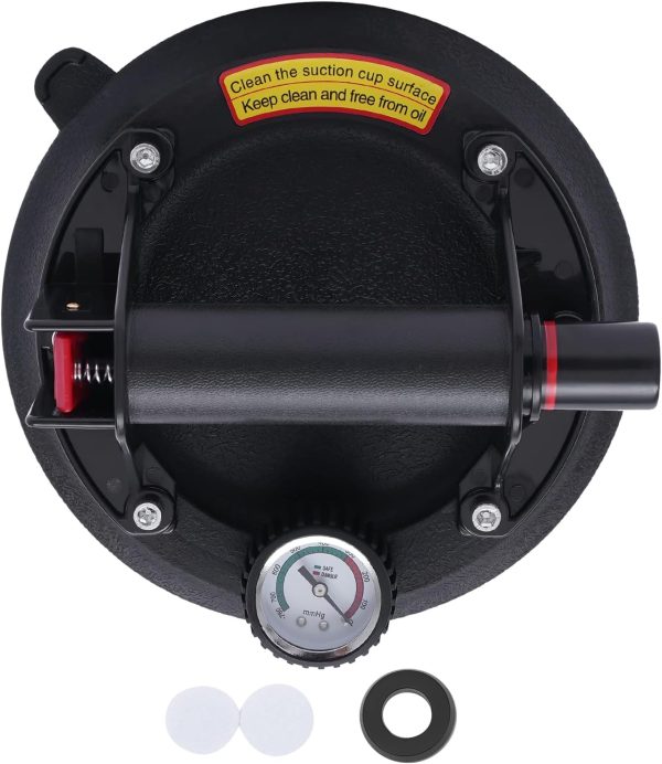 Комплект 2× Вендуза с Манометър Ø200 мм KraftWorld – Вакуумна Помпа за Плочки и Стъкло, 130 кг