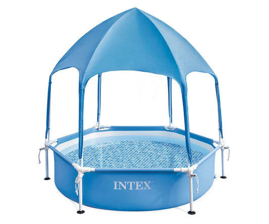 INTEX - Сглобяем басейн с метална рамка и със сенник, 183 x 38 см