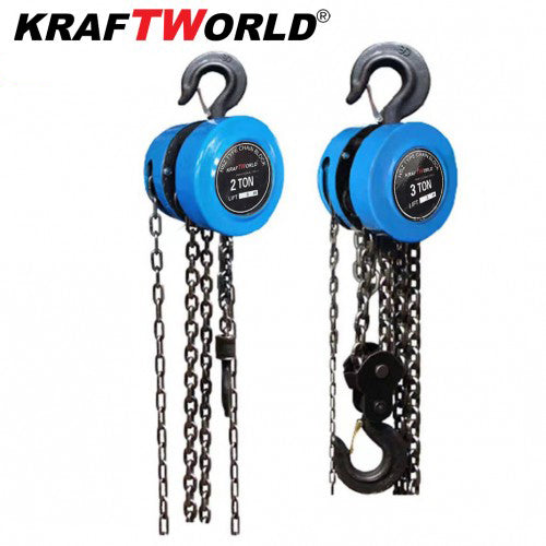 Ръчна лебедка 3t с верига с лостов механизъм KraftWorld 3m въже