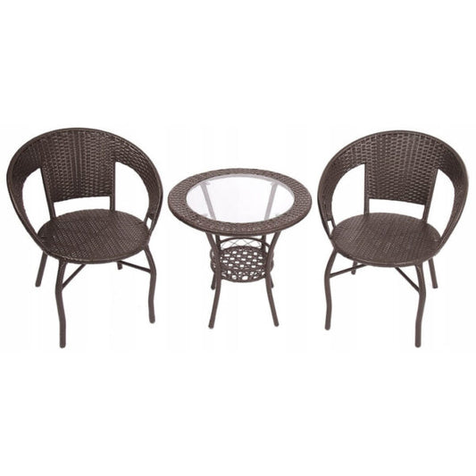 Градински Ратанов Комплект Teresa – Маса и Два Стола – Идеален за Отдих на Открито!