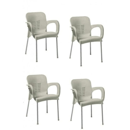 Сгъваема маса 80х80 + 4 удобни стола с подлакътници – за двор, балкон, тераса