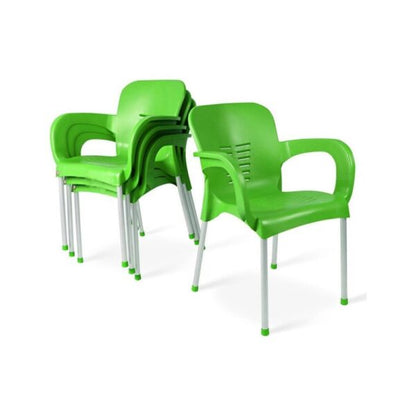 Сгъваема маса 80х80 + 4 удобни стола с подлакътници – за двор, балкон, тераса