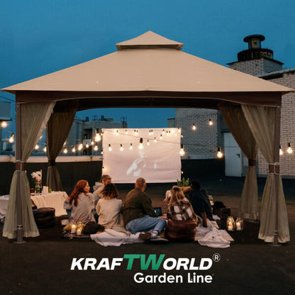 Луксозна градинска шатра Toscana с мрежа против насекоми,UV защита и метална рамка,3.36×3.36м