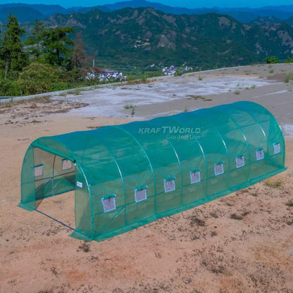 Премиум тунелна оранжерия/парник KraftWorld 8×3×2м – 16 прозореца, стоманена конструкция,армирано покритие