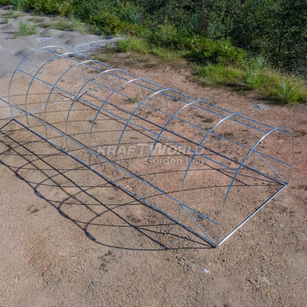 Премиум тунелна оранжерия/парник KraftWorld 8×3×2м – 16 прозореца, стоманена конструкция,армирано покритие