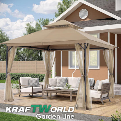 Луксозна градинска шатра Toscana с мрежа против насекоми,UV защита и метална рамка,3.36×3.36м