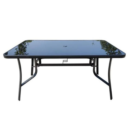 Голяма градинска маса 150×90 см с тъмно темперирано стъкло