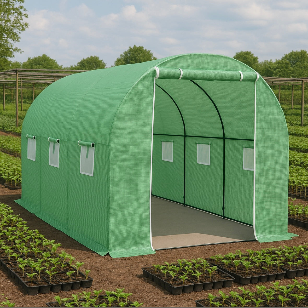 Тунелна Оранжерия 300×200×200см Парник със стоманена конструкция и UV защита