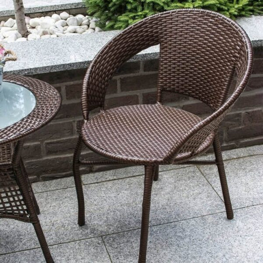 Ратанов Комплект с Маса и Два Стола в Тъмно Кафяво – Стил и Комфорт за Вашата Градина!