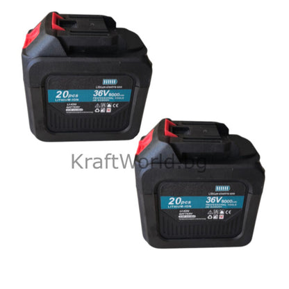 Акумулаторна Резачка за Дърва 40 см с Двойна Батерия, 2 Шини и 2 Вериги