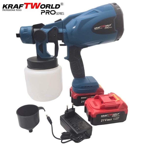 Акумулаторен пистолет за боядисване KraftWorld 21V 800 мл