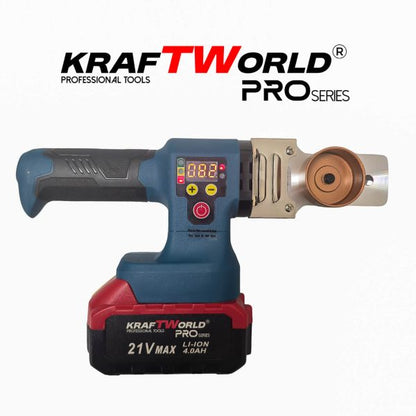 Акумулаторен поялник / лепачка за ППР тръби KraftWorld 21V с дисплей