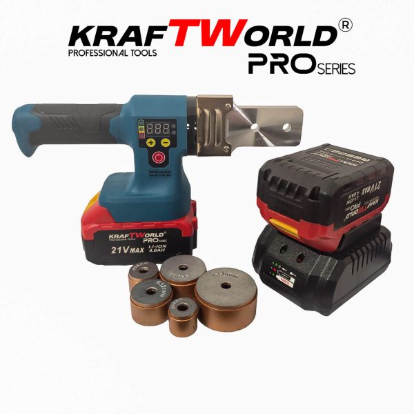 Акумулаторен поялник / лепачка за ППР тръби KraftWorld 21V с дисплей